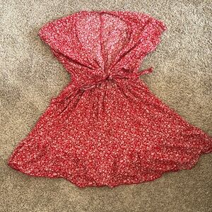 Red floral dress